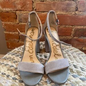Sam Edelman Gray Block Heel Sandals with Embellishment
